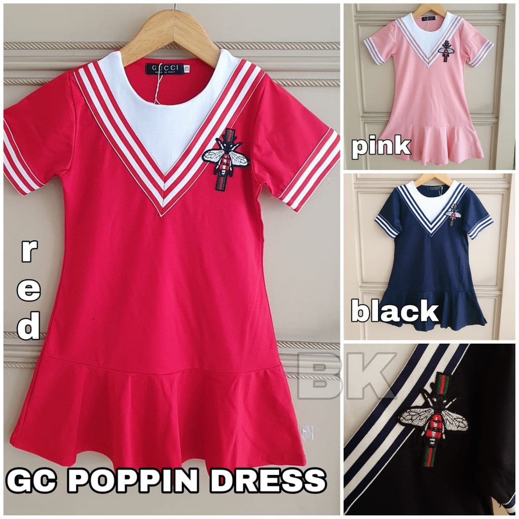 GC POPPIN DRESS / DRESS CASUAL ANAK KOREA IMPOR / BAJU SANTAI ANAK DAILY MERAH / DRES ANAK PEREMPUAN