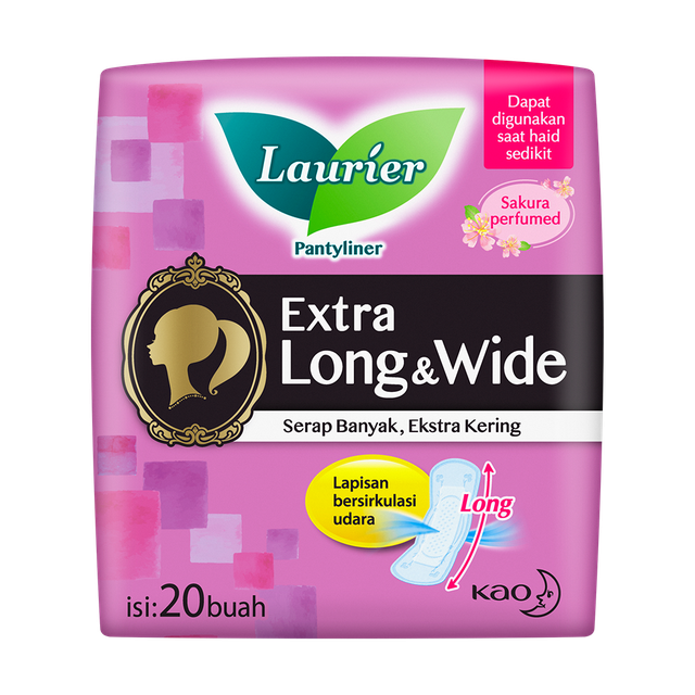 Laurier Cleanfresh Pantyliner Keputihan Breathable Extra Long and Wide Sakura Perfumed -Tetap Bersih &amp; Ekstra Kering Isi 20 Buah Twin Pack