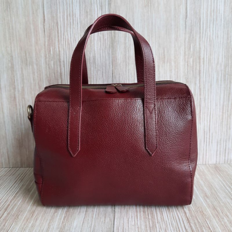 tas selempang wanita kulit asli Callista maroon