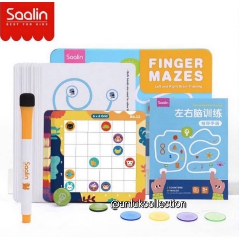 Saalin finger maze left right brain exercises mainan edukasi keseimbangan otak kanan kiri