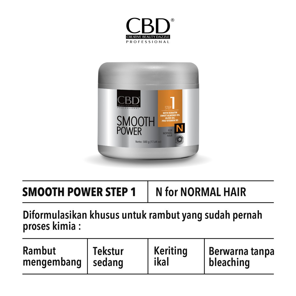 CBD Smooth Power Keratin Step 1 Pelurus Rambut Smoothing Normal Hair 500gr Original BPOM