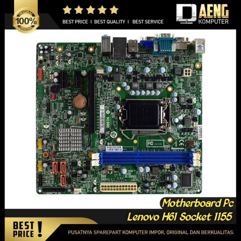 Motherboard Mainboard Mobo ddr3 Intel Lenovo H61 Socket 1155 Support Processor Sandy Gen 2 Murah Man