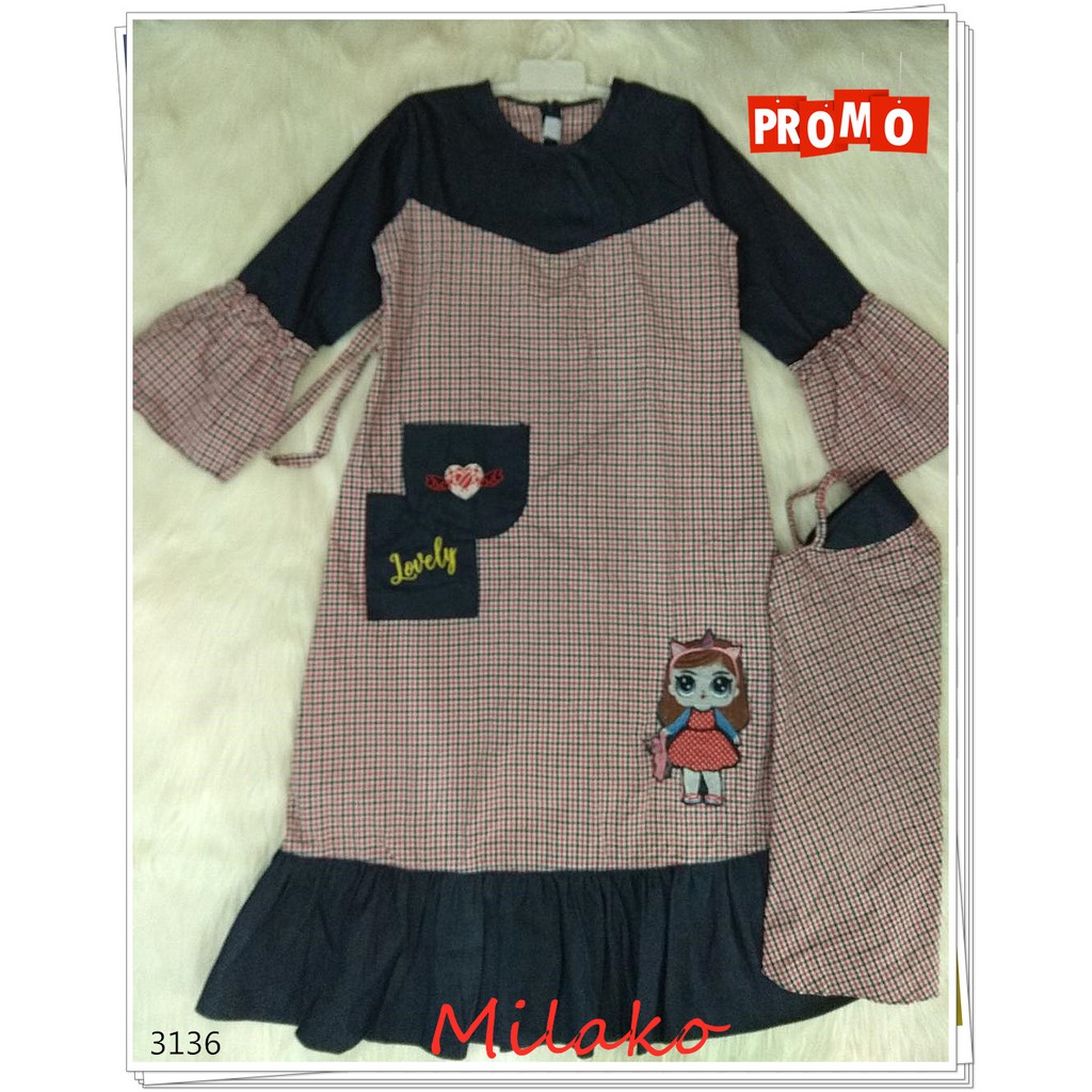 Gamis Anak Perempuan Umur 12 Tahun ( Plus Kerudung )
