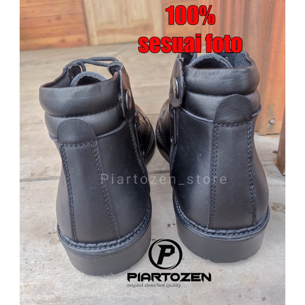 Sepatu PDH kulit hitam dop dinas tni polri security satpam