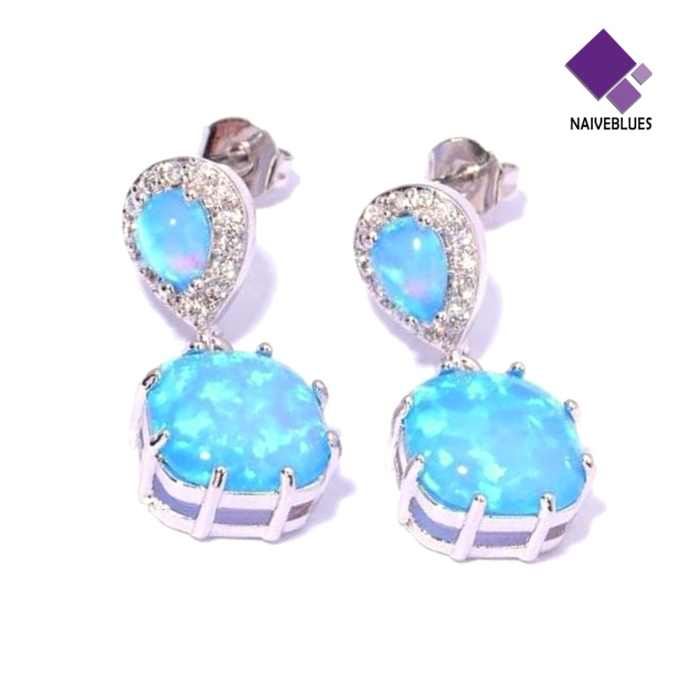 Anting Stud Liontin Opal Inlaid Untuk Aksesoris Perhiasan Wanita