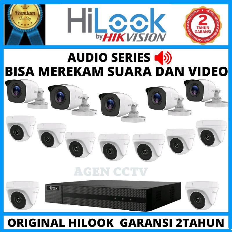 PAKET CCTV HILOOK AUDIO 16 CHANNEL 14 KAMERA 2MP 1080P BISA MEREKAM SUARA DAN VIDEO