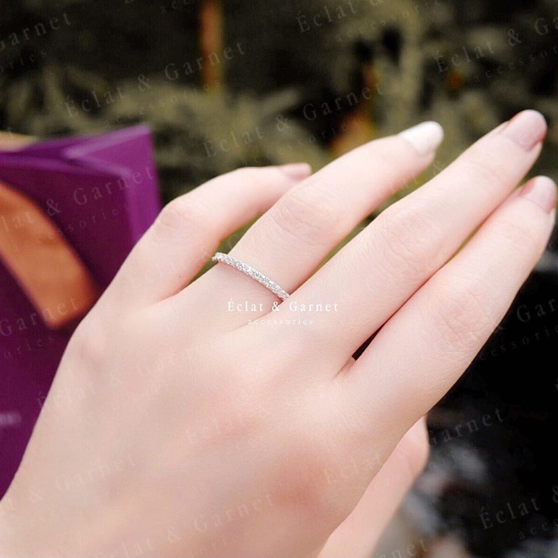 Grosir (SSC) clat & Garnet - S925 INFINITY THIN LIST MICRO RING Aksesoris Cincin 925 Sterling Silver