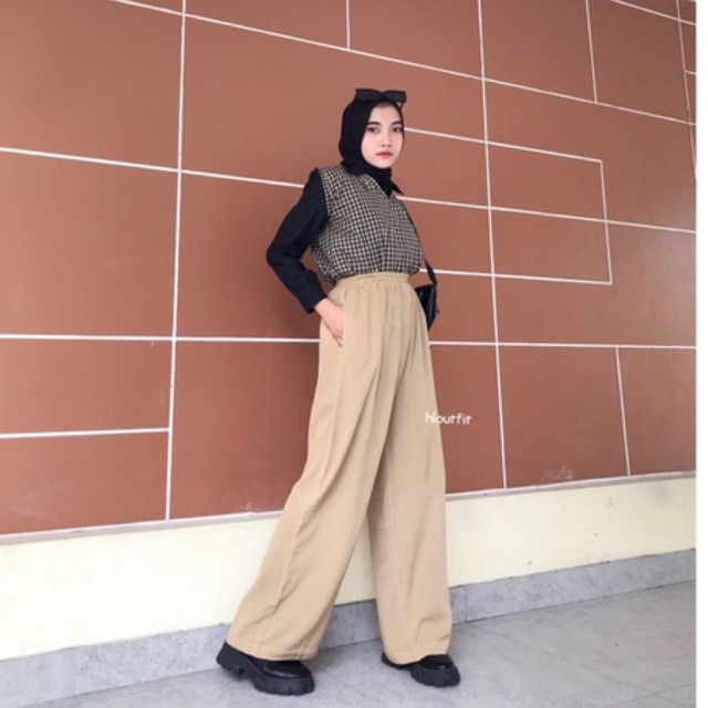 HL CRINGKLE KULOT HIGHWAIST (REALPICT)