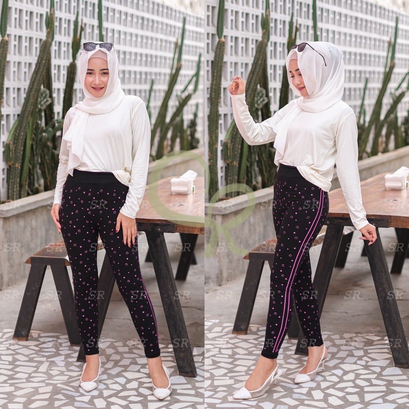 Legging Wanita Import Fullprint Motif Corak Katun Premium