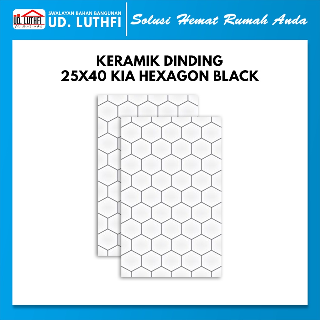Keramik Dinding 25x40 KIA Hexagon Black A