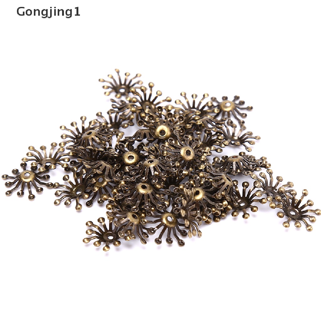 Gongjing1 50Pcs Konektor Bunga Kerawang Vintage Handmade DIY Bahan Metal