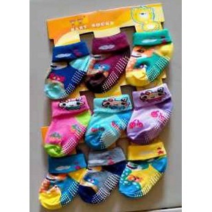 kaos kaki bayi anti slip karakter Lipat (isi 3 pasang,katun spandex,import,usia 0 6 bulan,1 tahun)