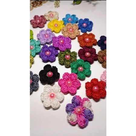 3 (tiga) pcs bros rajut , bros bunga rajut , bunga rajut , crochet flower