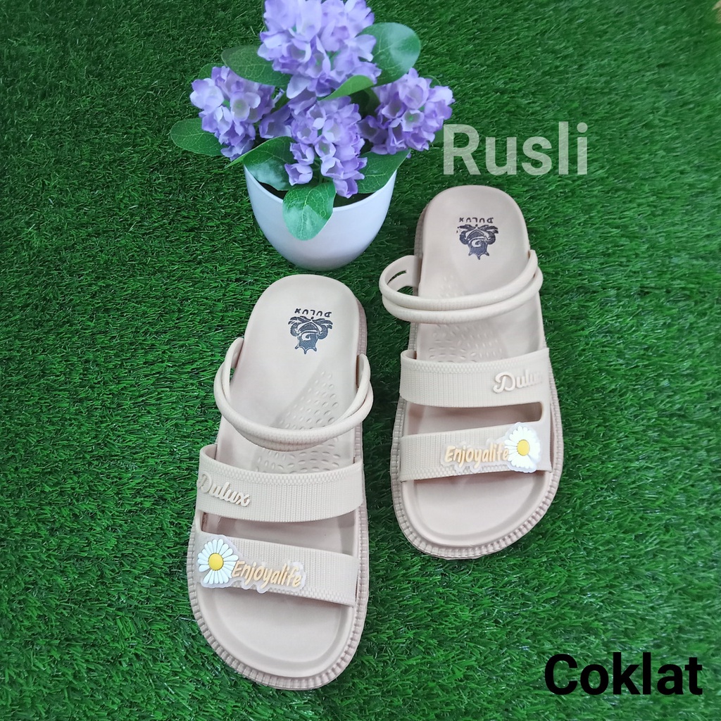 (COD) Sandal Tali Ban Dua Karet Wanita Remaja Dulux 323C