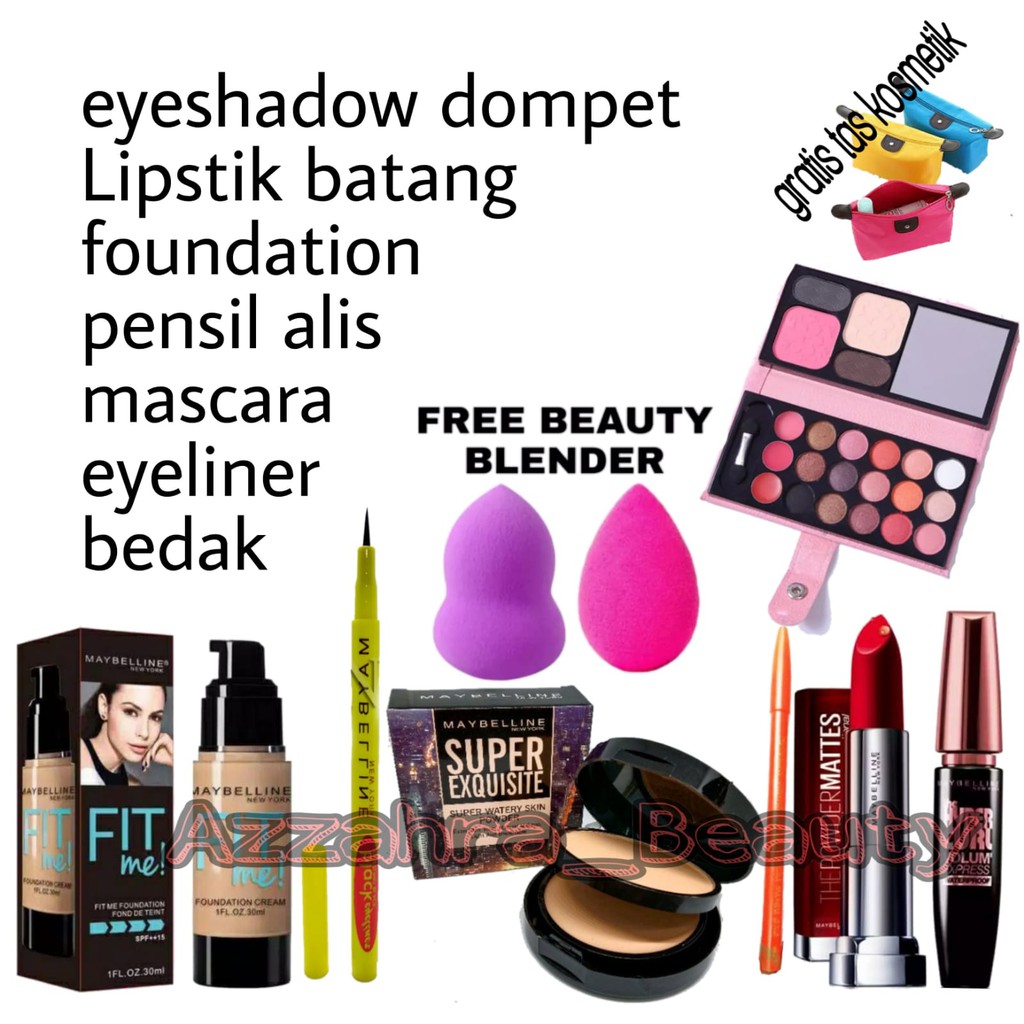 Maynelin Paket MakeUp Lengkap  Paket Kosmetik Wanita Lengkap Murah 1 Set 6 In 1 - Bedak - Foundation