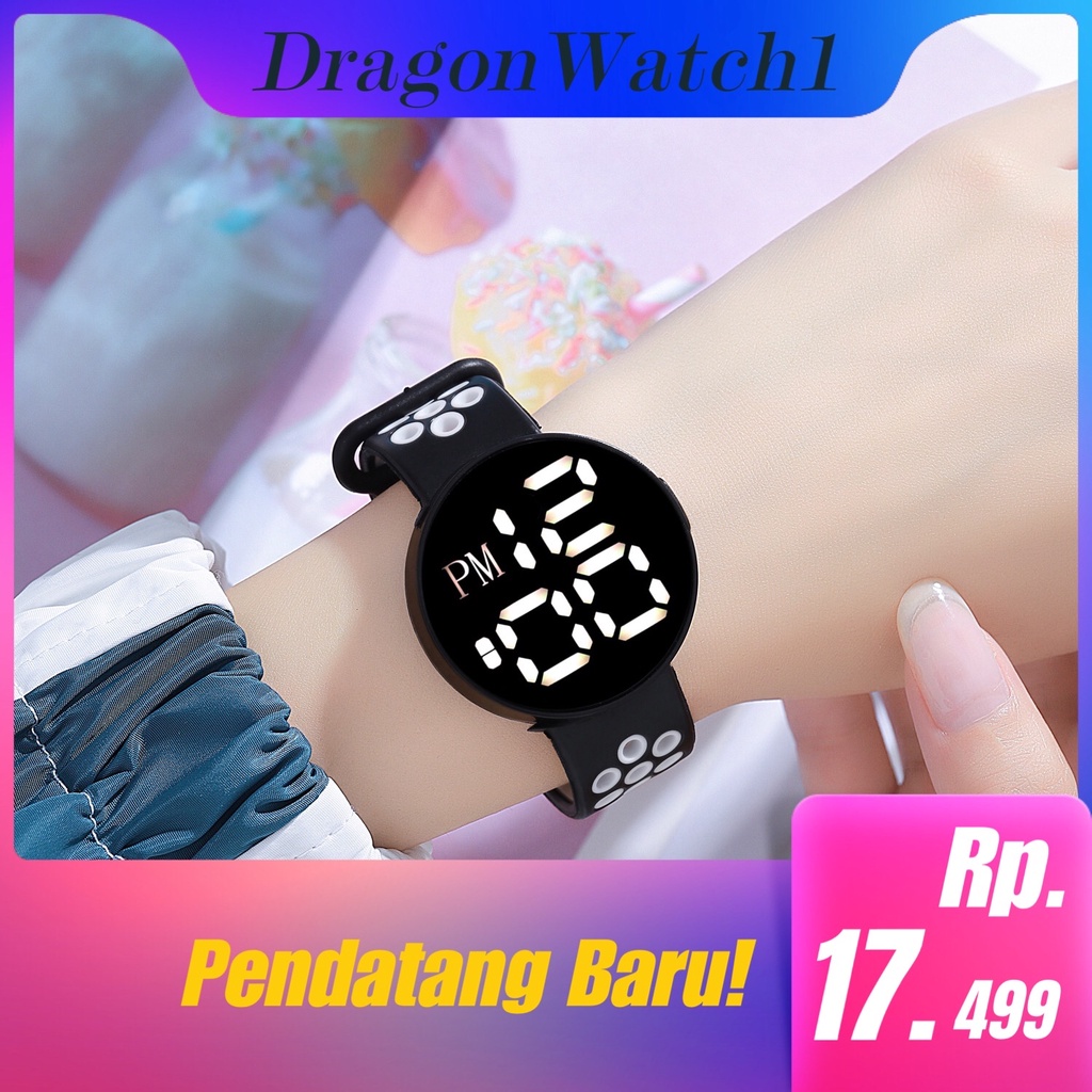 COD✅ Jam Tangan Digital Wanita Pria Bulat Rubber Couple Anti Air Watch Sprot LED Tali Dua Warna Electronic Fashion Model Harga Grosir   S1189