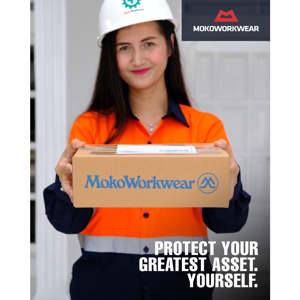 KEMEJA SAFETY KERJA / SERAGAM WEARPACK LAPANGAN / BAJU SAFETY KOMBINASI ORANGE BIRU DONGKER NAVY
