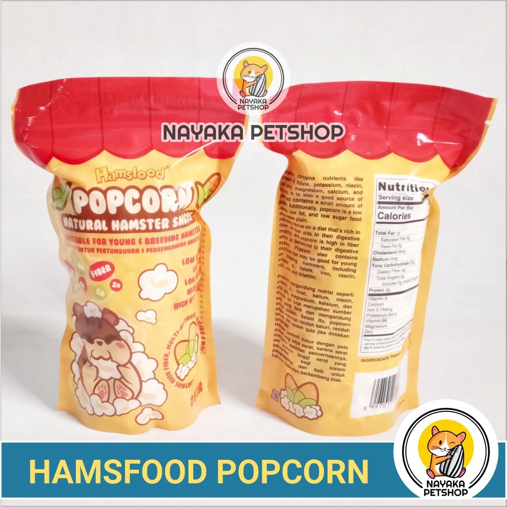 Hamsfood Popcorn Hamster 25gr Pakan Cemilan Makanan Snack Extra Food Jagung Berondong