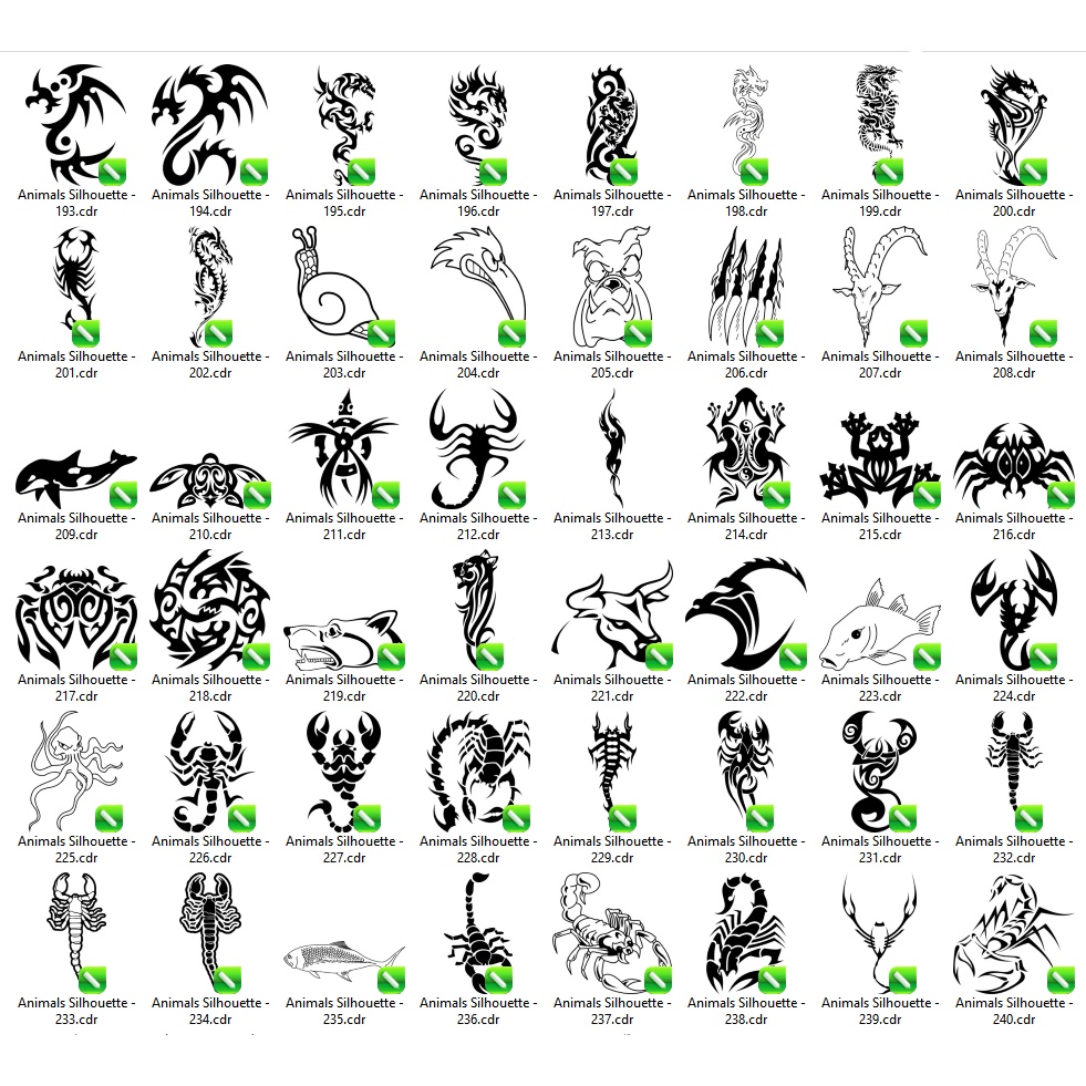 300 Complete Animals Silhouette Vector Set - Coreldraw