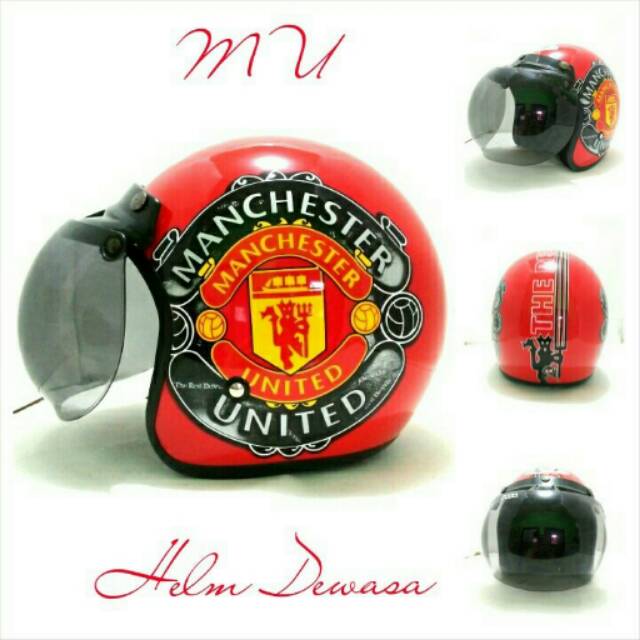 Helm Bogo Retro SNI JPN Football Club Manchester United Merah