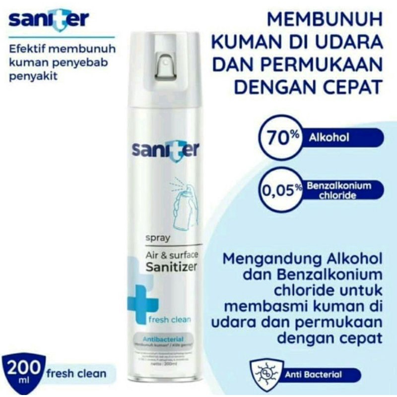 SANITER AIR N SURFACE SANITIZER AEROSOL 200 ML / SANITER SPRAY / SANITIZER SPRAY / SANITER