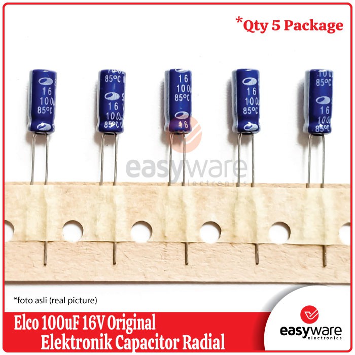 5PCS Elco 100uF 16V Capasitor 100 uF 16 V Kapasitor Original