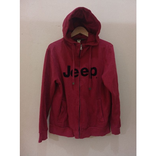 Jeep Zipper Hoodie Merah Maroon