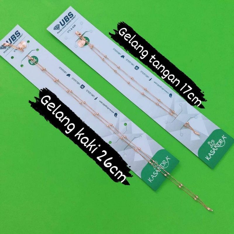 Gelang rantai kaki dan tangan jedar 2/double layer UBS kadar 375/8k berat ringan 1gram