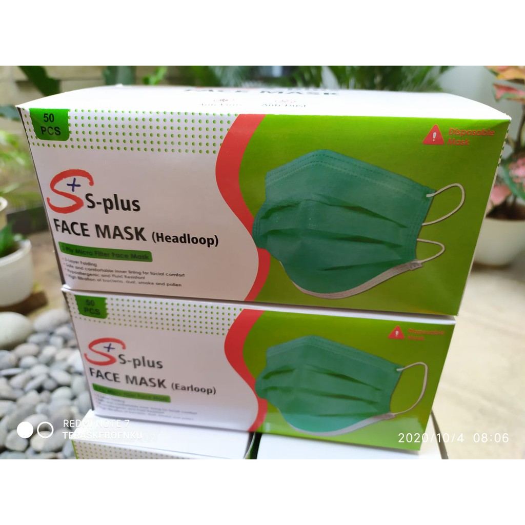Masker S+ S-Plus 3 Ply Micro Filter Face Mask (Masker Medis)