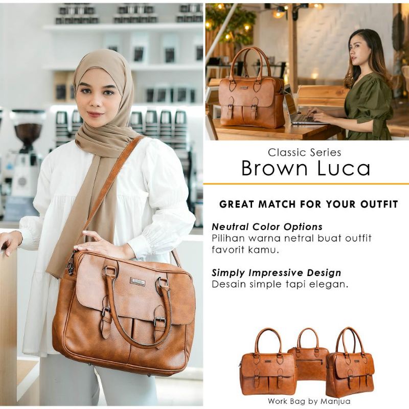 LUCA Bag by Manjua. Tas Kerja, Tas Kuliah, muat Laptop 14 inch. Tas Laptop, Ukuran Besar.