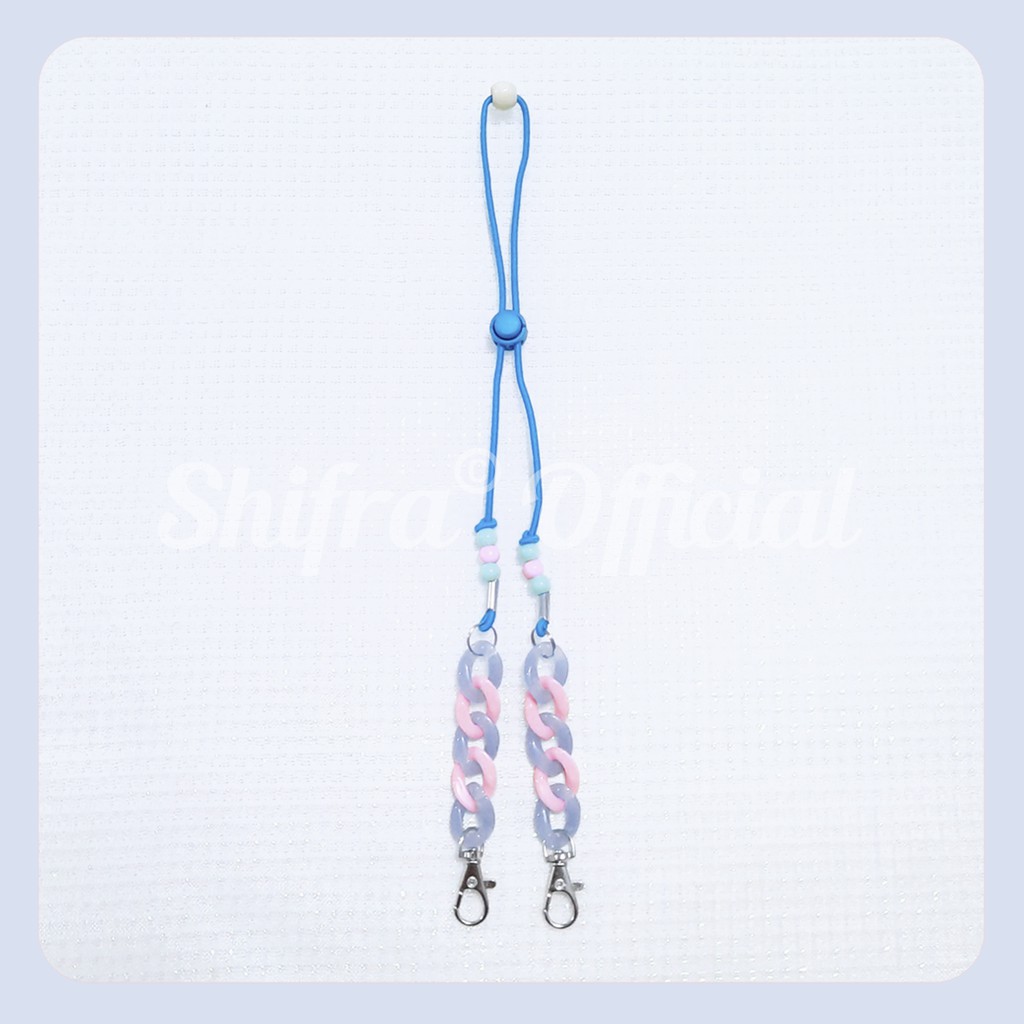 Shifra Tali Gantung Masker Leher Dengan Tali Karet Elastis Kombinasi Stopper Variasi Rantai Colorful