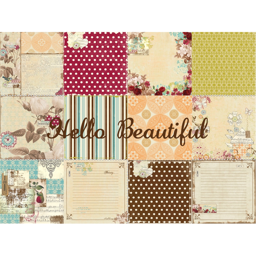 

12x12 Paket Kertas Scrapbooking "HELLO BEAUTIFUL" (14 lembar)