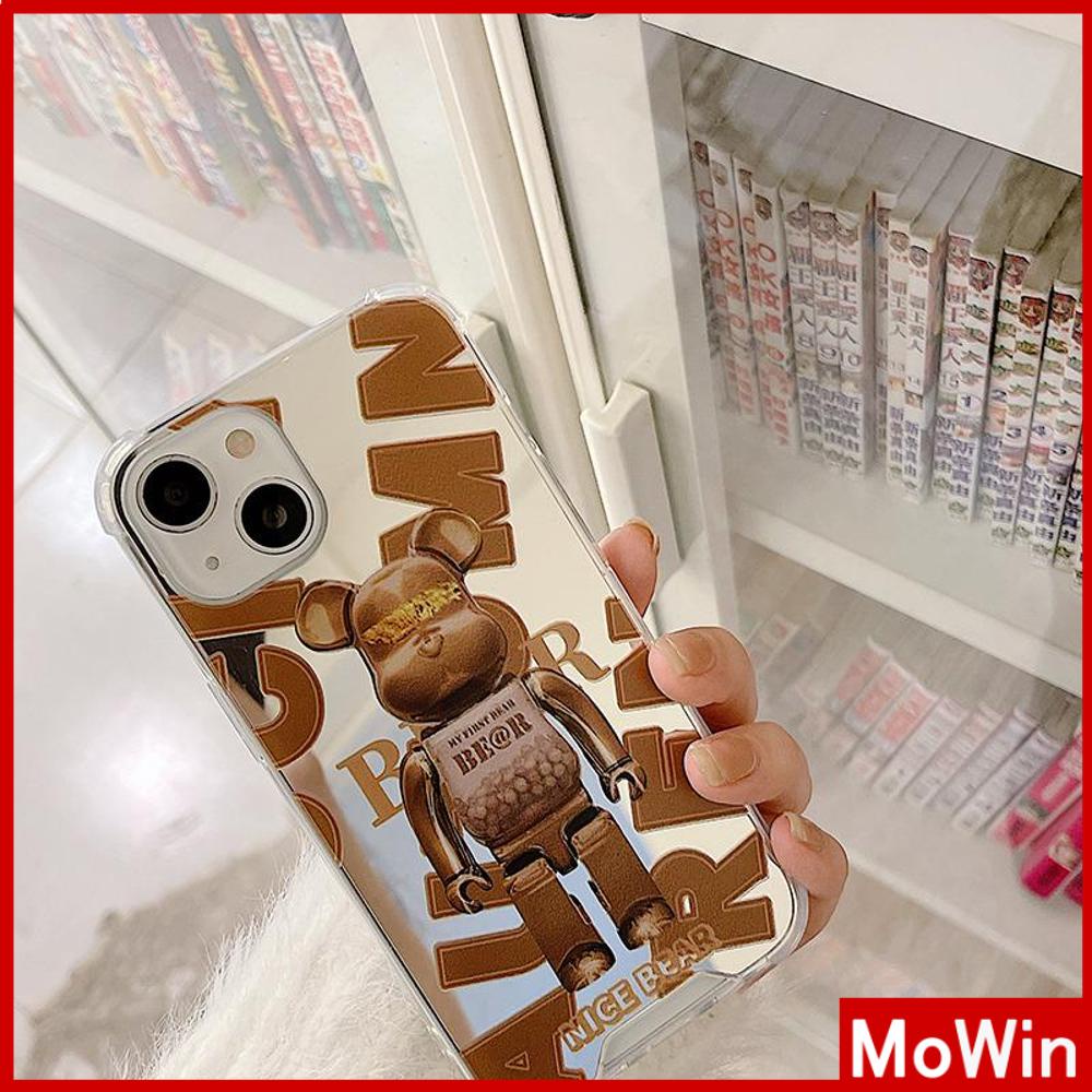 iPhone Case Luxury Acrylic Mirror Airbag Shockproof Protection Camera Brown Bear Compatible For iPhone 11 Pro Max 13 Pro Max 12 Pro Max 7Plus XS Max