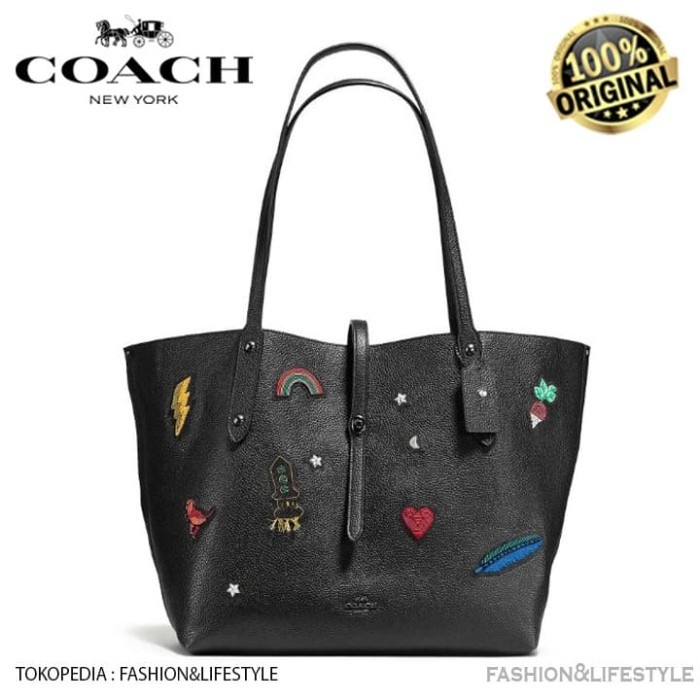 Terlaris Coach Market Tote Bag With Souvenir Embroidery - Coach Original 100%