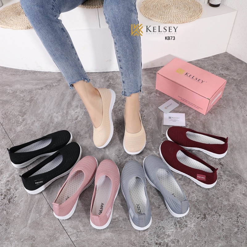 (GRATIS ALAS KAKI) NICOLE SEPATU SLIP ON KELSEY KB73  Flyknit Shoes Flats import