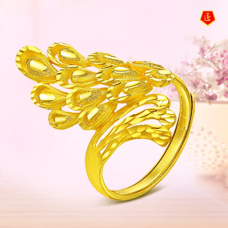 [Ready Stock]Women's Elegant Phoenix Feather Gold Ring