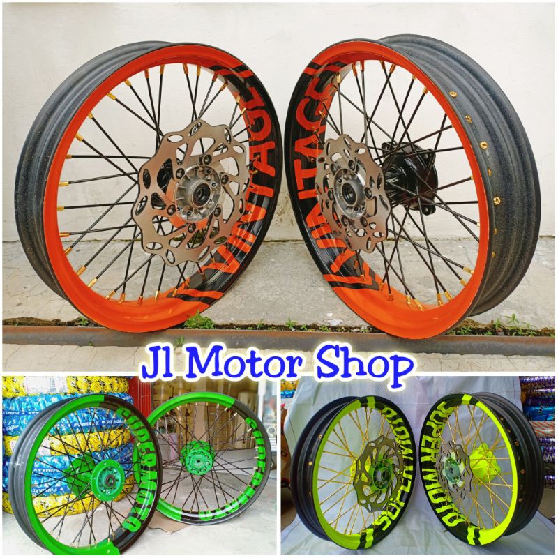 Sepaket Velg SuperMoto Super Moto Klx150  Klx 150 D-Tracker 150 CRF150 L CRF150L WR155 WR 155 Tulisan SuperMoto Vrossi ProTech