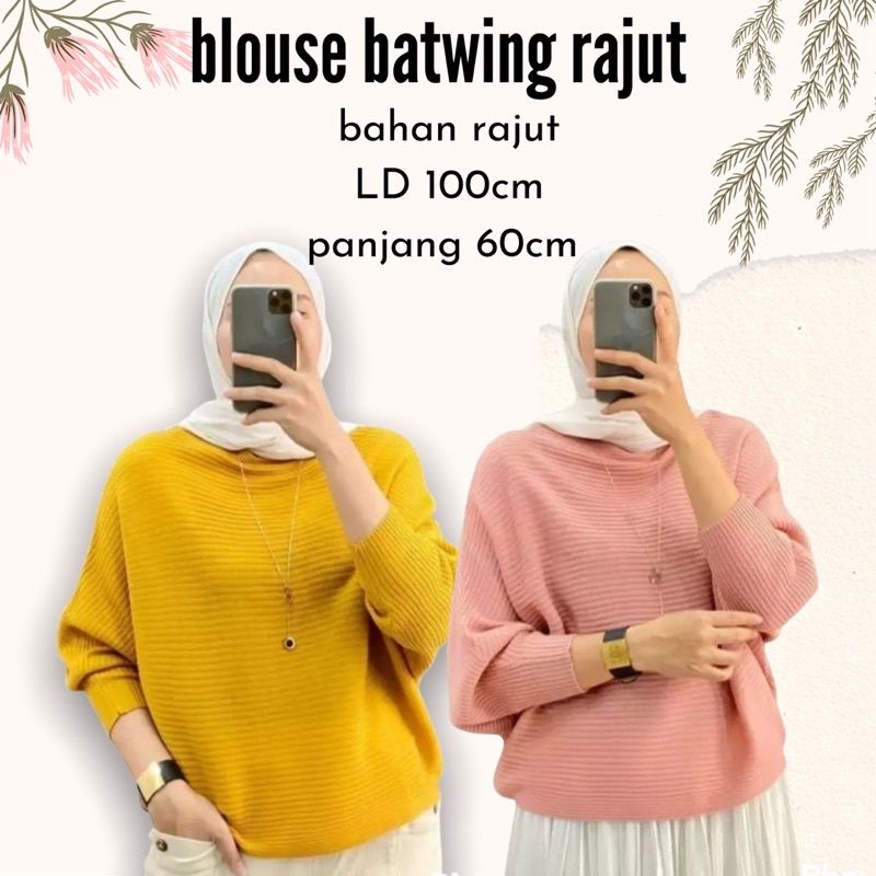 BLOUSE BAJU RAJUT BATWING / ATASAN WANITA MODEL KELELAWAR / OUTER / BLOUSE BATWING RAJUT