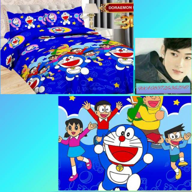 Paket Sprei dan Selimut Bonita Doraemon 180x200