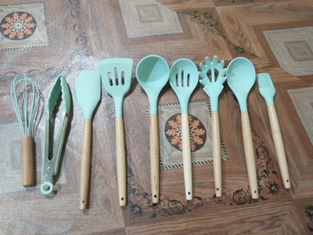 Glanyomi Set Spatula Sutil Alat Masak Dapur Cooking Tools Kitchen Utensils Silicon 9 Pcs - Blue