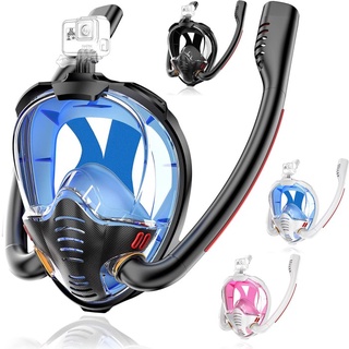 Alat Snorkeling Snorkle Full Face Mask Double tube 2 Lubang + Mount K3