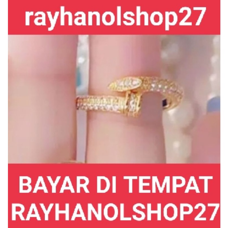 Cincin titanium wanita mottif paku anti karat warna gold tersedia ukuran no 5,6,7,8,9  lapis emas 24