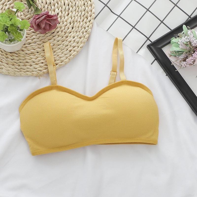 COD/bh/Bra Wanita Tanpa Kawat Bahan Halus Pakaian Dalam bralette Push Up Elastis Sexy dengan Busa-bra-6 kuning