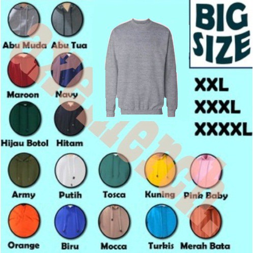 PRE ORDER sweater crewneck basic 23 warna XXL XXXL XXXXL big size