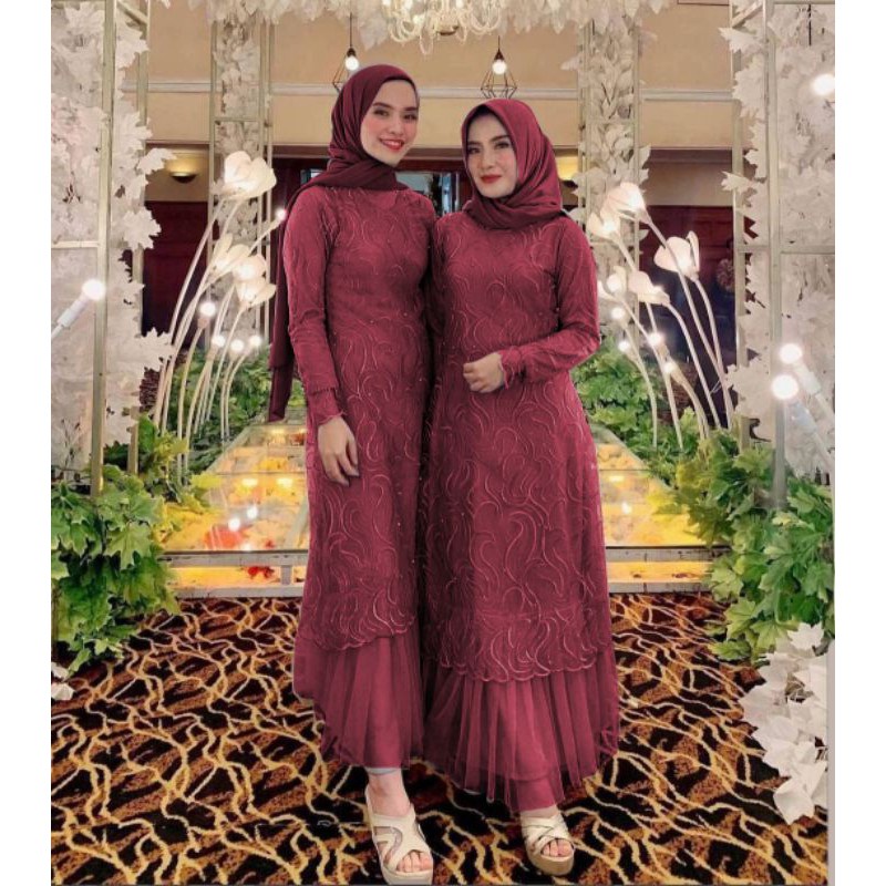 ELDE 12 - dress geraldine tile ruby mutiara import M L XL 2XL XXXL JUMBO MAXI GAMIS TILE PESTA KEMEJA aldine termurah baju wanita kondangan kekinian