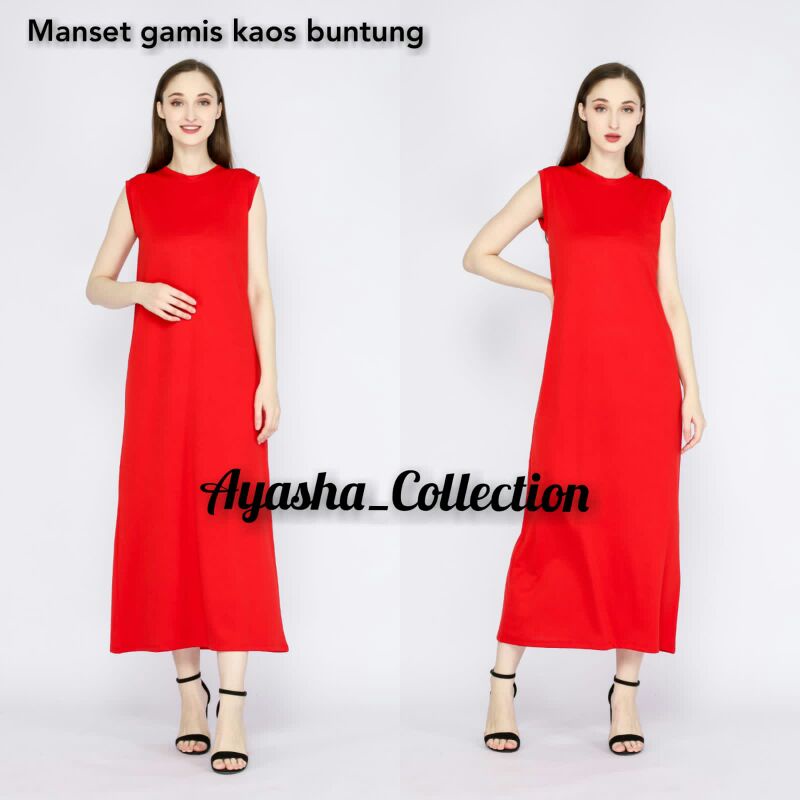 MANSET GAMIS BUNTUNG BAHAN KAOS_DALAMAN GAMIS LEKBONG | Gamis Tanpa Lengan | Inner Gamis Tanpa Lenga
