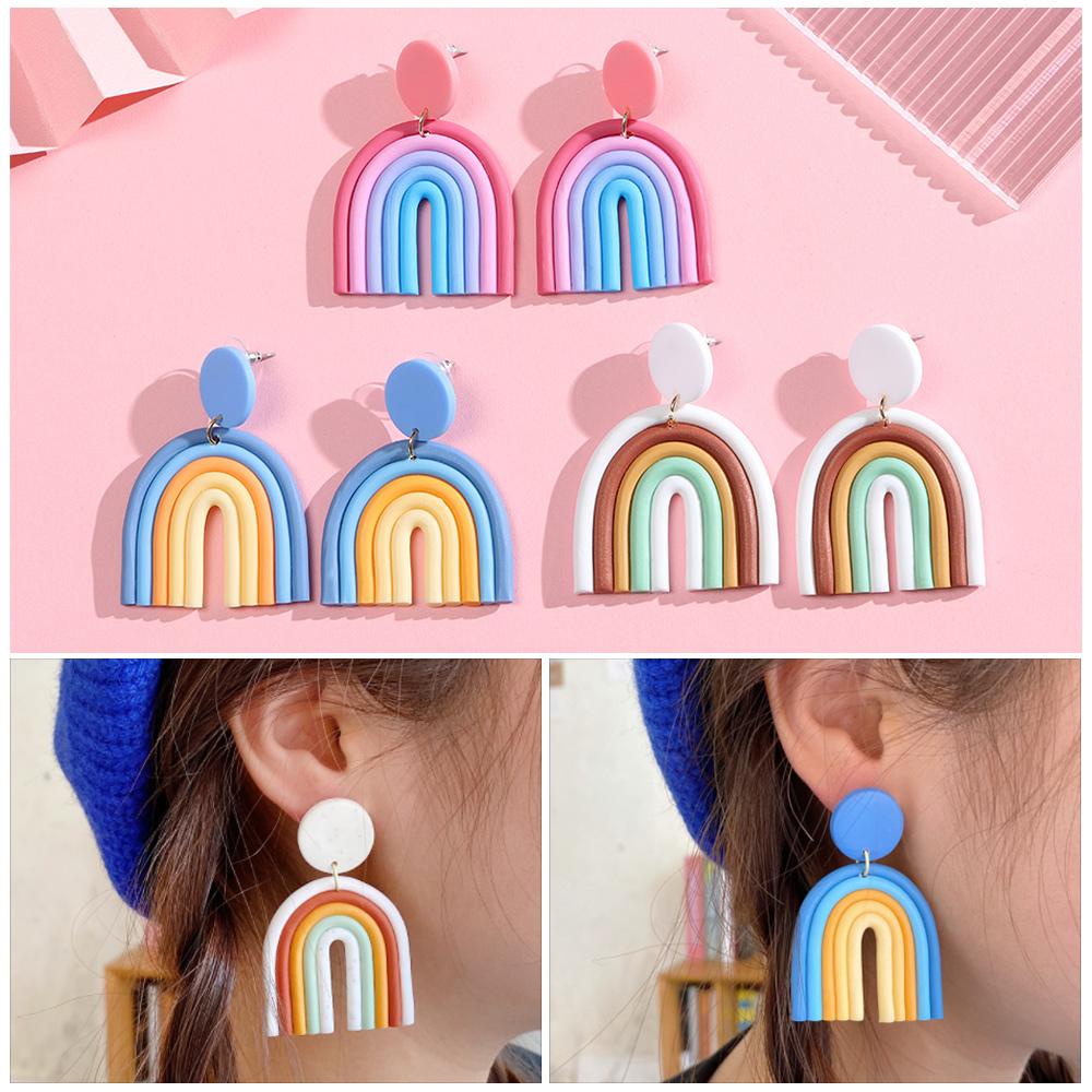 Anting LILY Menjuntai Drop Earrings Rainbow Colors Gradasi Retro Candy Color