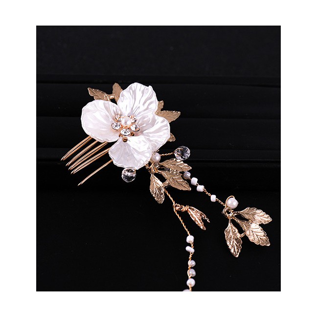 LRC Aksesoris Rambut Fashion Gold Color Flower Shape Decorated Hair Accessories E89085