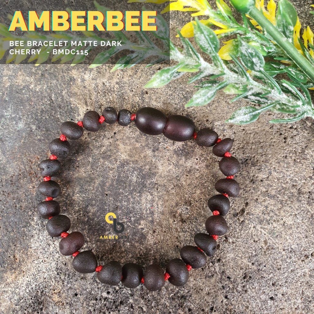 Gelang Amber Anak Premium Glossy Cherry by Amber Bee BMDC115