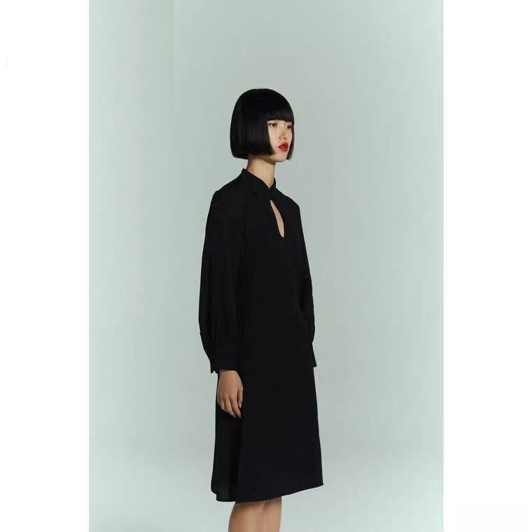 Dress casual import Black Cheongsam Style korea style